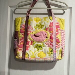 White and Pink Quilted Baby Bag